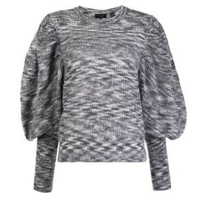 Ted Baker Valma marl-knit jumper puff sleeves gray Size M